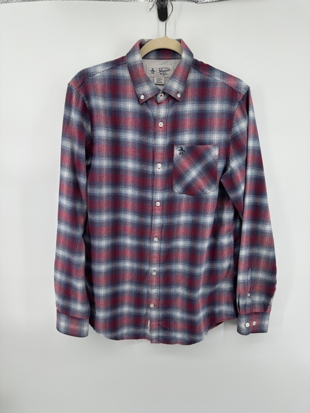 Original Penguin Heritage Ivy StreetwearBurgundy/Blue Plaid ButtonDown Shirt SzS